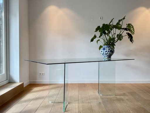 Glastisch 200x90cm und 6 weiße HAY Element Stühle – Kave Home, eetkamerset