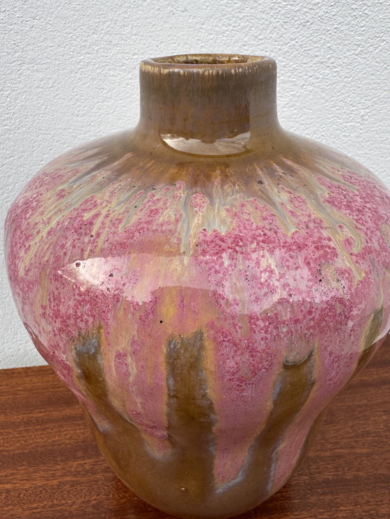 Image 1 of Vaso in gres smaltato rosa Art Déco