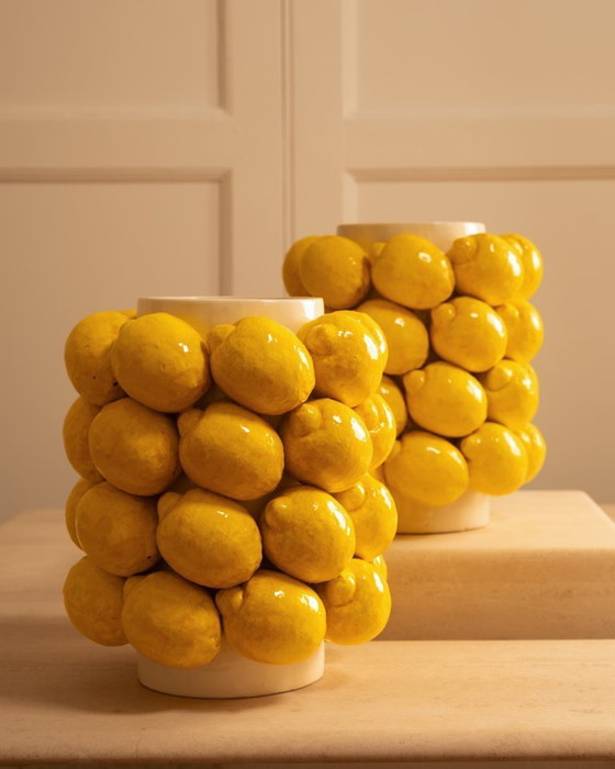 Image 1 of  Large ceramic lemon vase