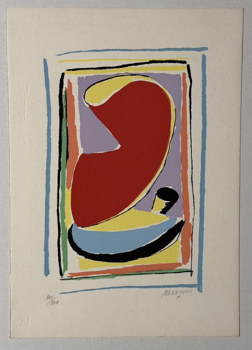 Sante Monachesi, sérigraphie 35x50cm, métamorphose, futurisme, art moderne