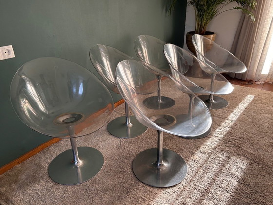 Image 1 of 6 chaises pivotantes transparentes Ero/S de Philippe Starck pour Kartell