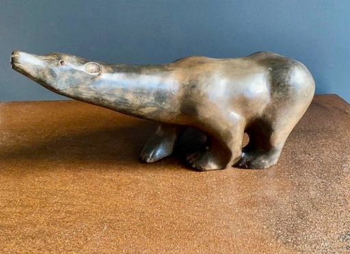 Pierre Chenet “Grand ours polaire” bronze sculpture 47cm