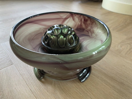 Cloud glass bowl on stand, English Davidson