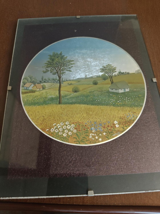 Complete vintage Four Seasons-set – Ivan Štefánek – jaren 80 Dufex foliekunst – Wanddecoratie, Glass (photo 10 of 14)