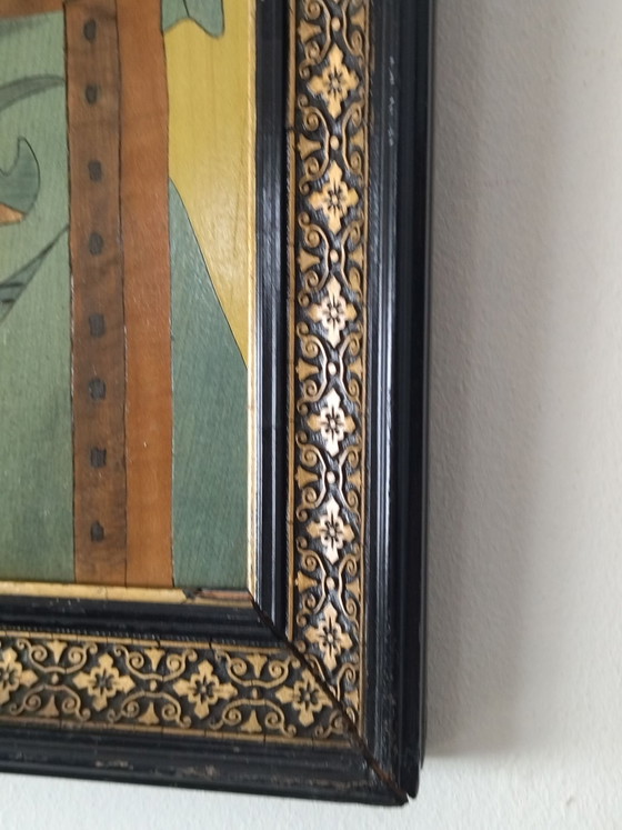 Vintage Wooden Painting The Lacemaker Vermeer 51x40cm, Art, Black (photo 10 of 11)