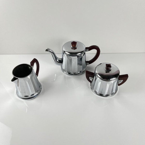 Image 1 of Set da caffè vintage in metallo cromato e bachelite, anni '40/'50
