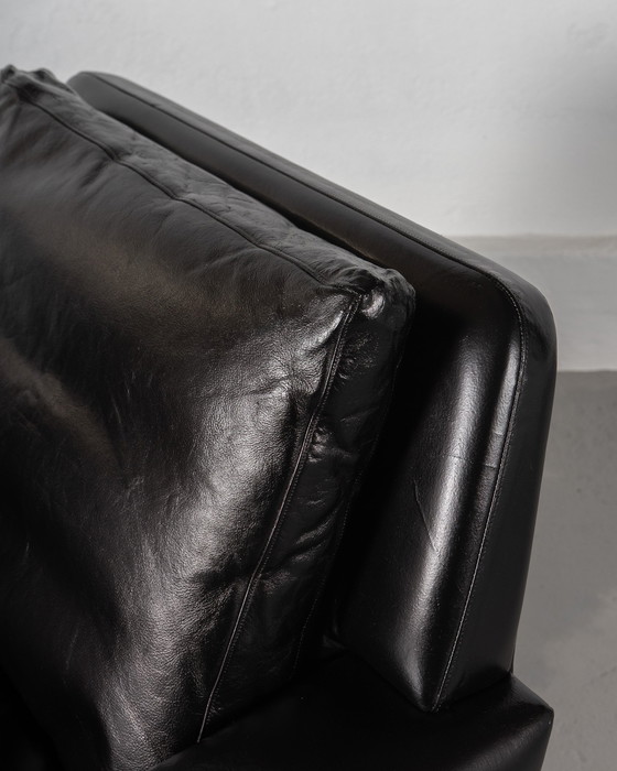 Image 1 of Danish Armchair Made Of Teak And Black Leather