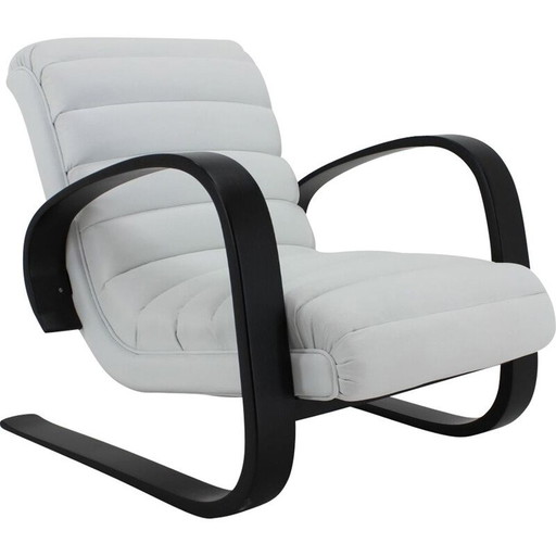 Sillón vintage de cuero blanco de Miroslav Navratil, años 30