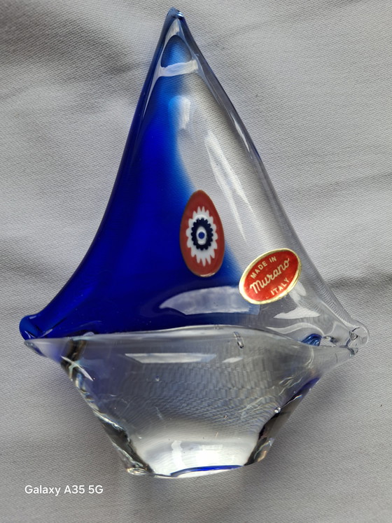 Image 1 of Set vintage di 2 barchette a vela in autentico vetro di Murano, risalenti agli anni '70 circa.