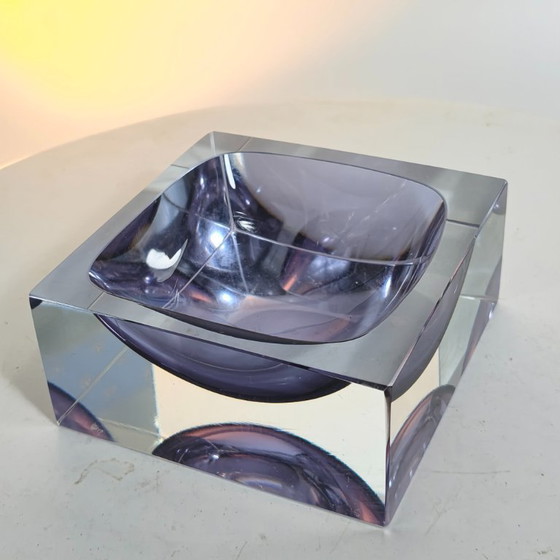 1960s Stunning Purple Square Ashtray or Catch-All in Murano Glass by Flavio Poli for Seguso. Made in Italy (photo 4 of 8)