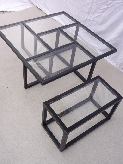 Sol Lewit" Wood and Glass Living Room Table