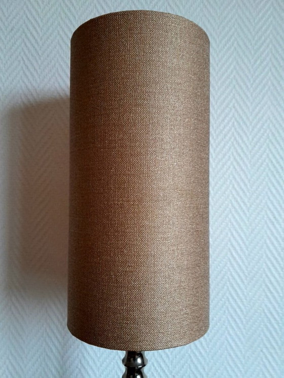 Image 1 of 2x silver metal twisted column lamps