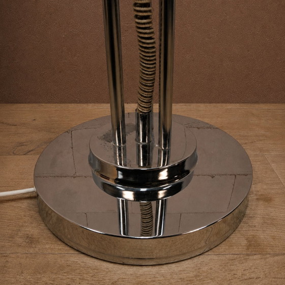Image 1 of Vintage Itliaanse design Space Age vloerlamp Chroom en Glas (jaren 70 / 70s) unieke lamp 