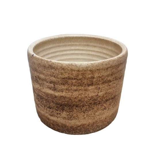 Image 1 of Pot de fleurs vintage en faïence marron