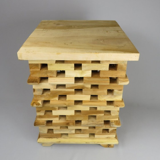 Image 1 of Sgabello/tavolino in teak realizzato a mano