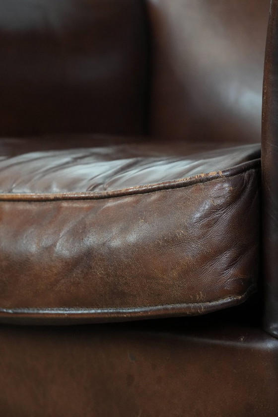 Image 1 of Vintage schapenleren fauteuil/ armchair met prachtige warme kleuren