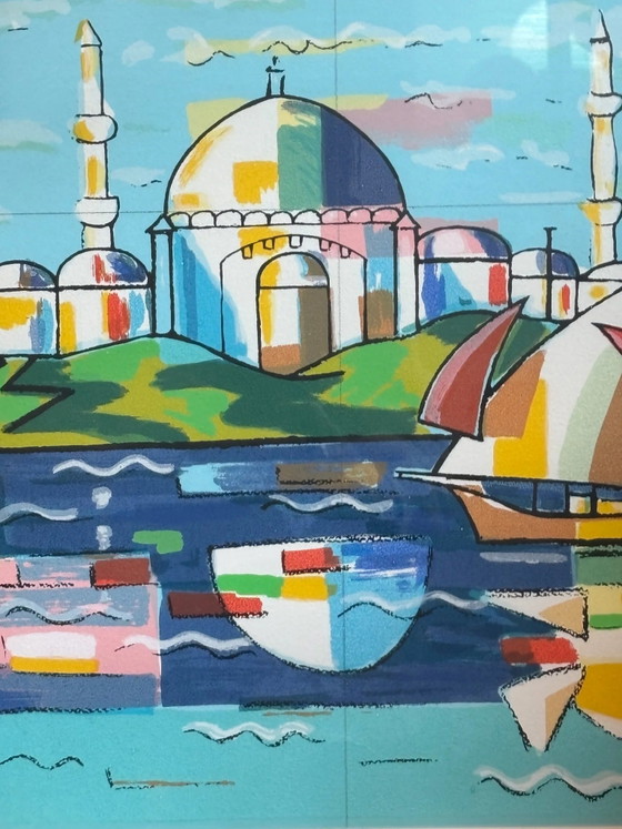 Lithograph of "Istanbul" by Ibrahim Kodra 1970s – Paintings & Drawings, Paper, Geometrisch (photo 5 of 9)