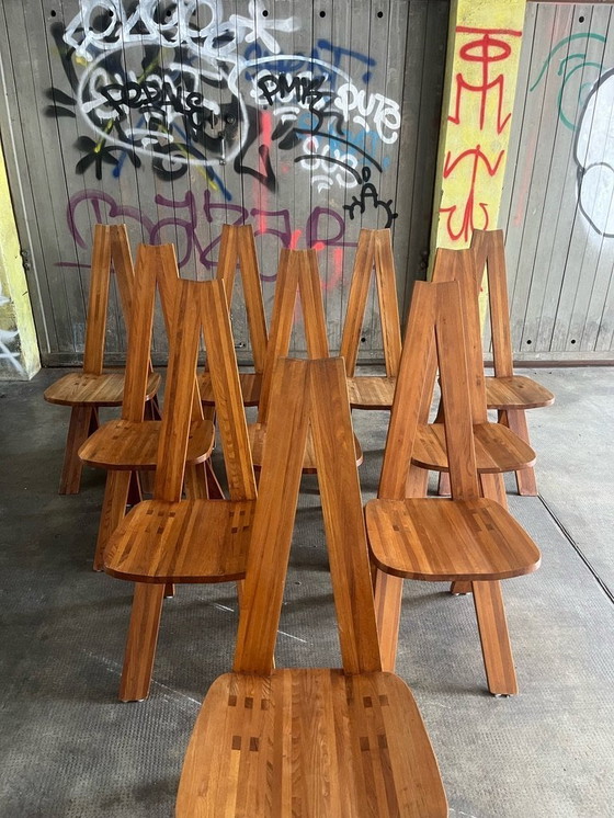 Image 1 of 10x sedie vintage S45 in olmo massiccio di Pierre Chapo