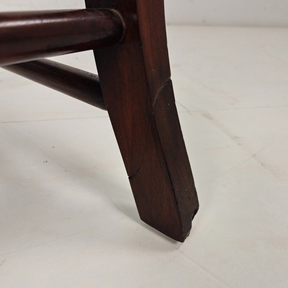 Image 1 of Sedia da biblioteca vittoriana inglese in noce e pelle