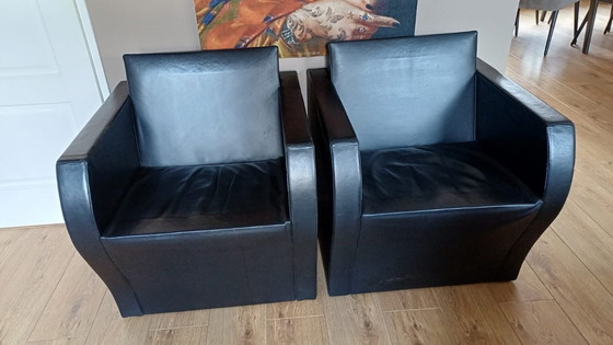 Image 1 of 2 poltrone elementari in pelle di Jean Nouvel Ligne Roset 1991