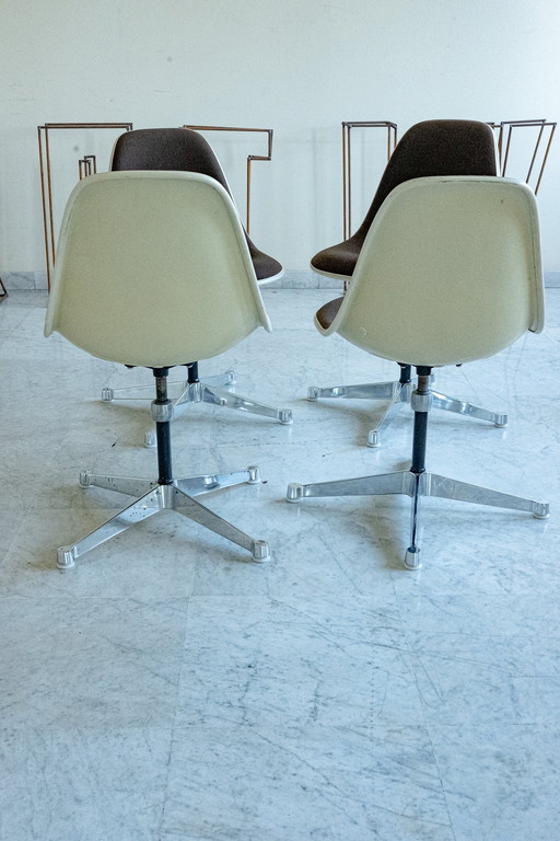 4x original Eames (Herman Miller) PSC swivel chairs, hight adjustable
