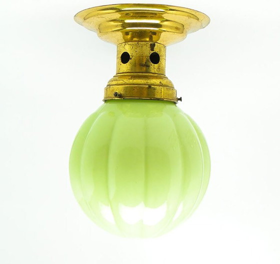 Art Deco Brass and Glass Ceiling Lamp, Germany, 1930s – Ceiling lights (photo 4 of 14)