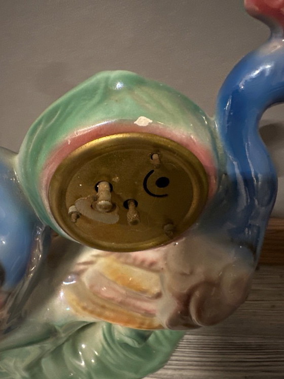 Image 1 of Decorative object by Pouw Italian Ceramics, 1960s, peacock decoration with clockwork mechanism, 1960 Italy