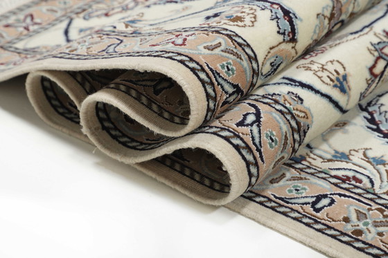 Image 1 of Origineel handgeknoopt Perzisch Tapijt Nain 9 La Fijn Met Zijde 394 X 98 Cm Top Conditie