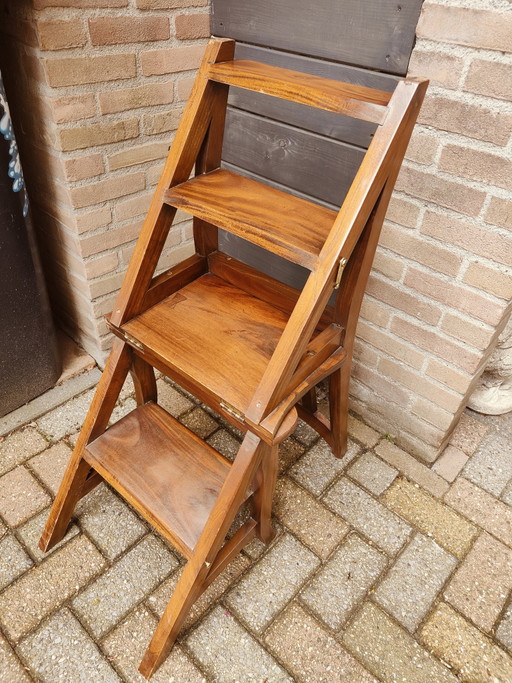 Wooden library step stool / chair