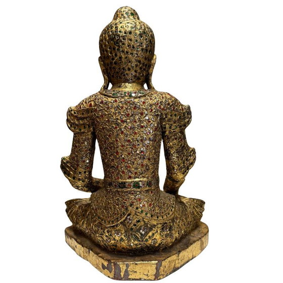 Estatua de Buda Mandalay Dorada de Myanmar – Bhumisparsha Mudra – Símbolo de Enraizamiento e Iluminación (photo 6 of 10)