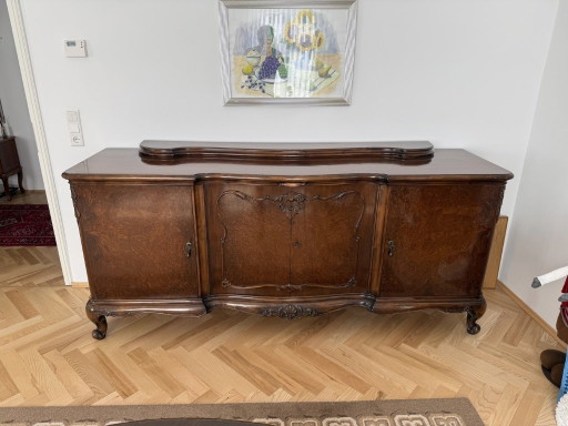 Vintage Mid-Century Chippendale sideboard, walnut root, 230 cm