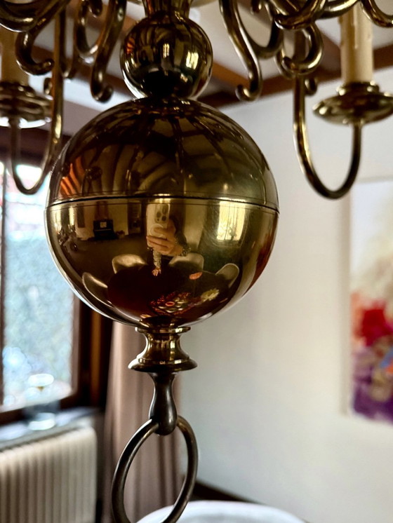 Image 1 of Klassieke massief messing kroonluchter –  landelijk karakter