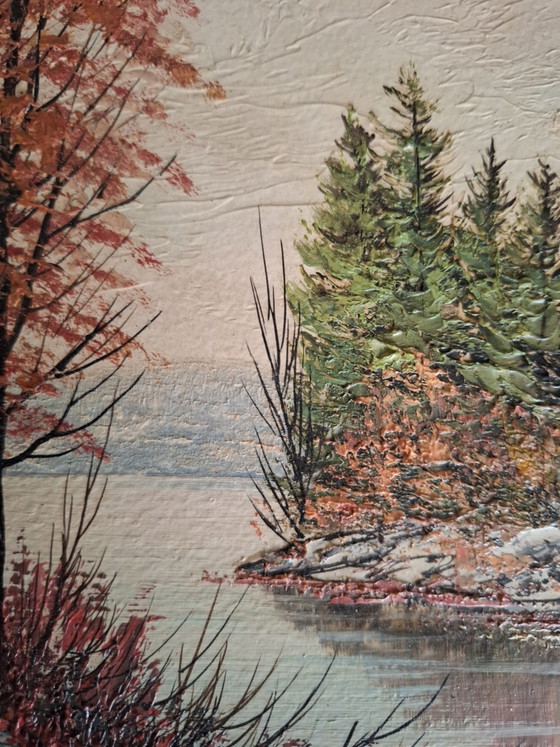 Oil paint on Masonite 'Silver Lake' M.K. Roth – Paintings & Drawings, Textile, Wood (photo 4 of 6)