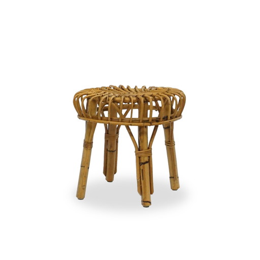 Mid Century 50Er Bambus Hocker Vintage Beistelltisch