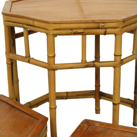 Image 1 of Bamboo and Rattan Side Tables Plant Tables Boho
