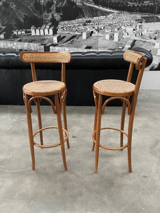 Image 1 of Vintage set van 2 rieten barkrukken