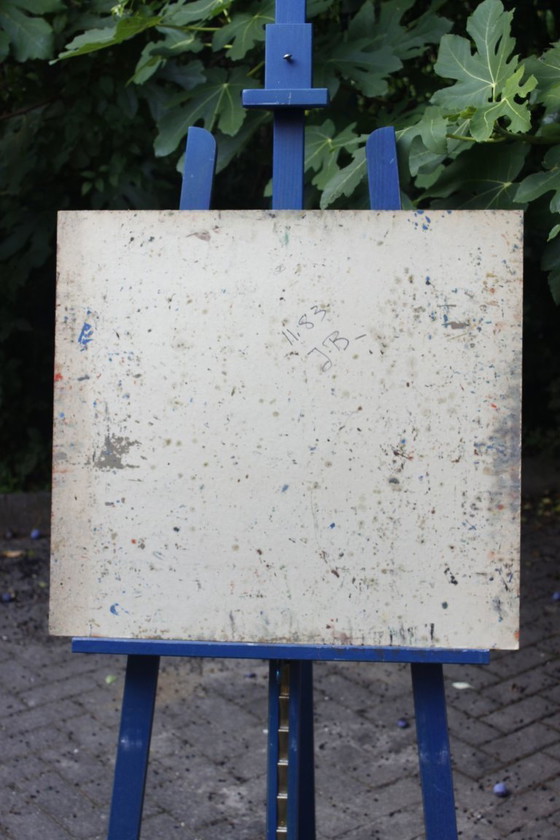 Image 1 of Jean Besnard (1922-2007) Olio su cartone Astrazione geometrica Op Art 1983