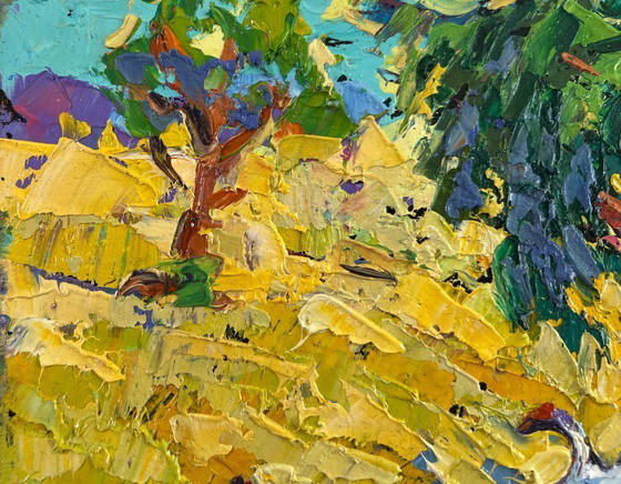 Image 1 of Original Oil Painting Nature Field Landscape A day filled with summer