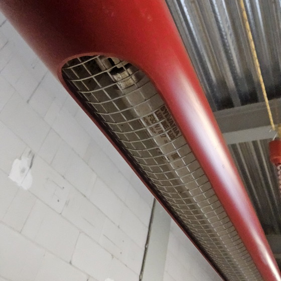 Image 1 of Vintage in hoogte verstelbare rode fluorescent buis lamp (Massive) (retro TL verlichting)