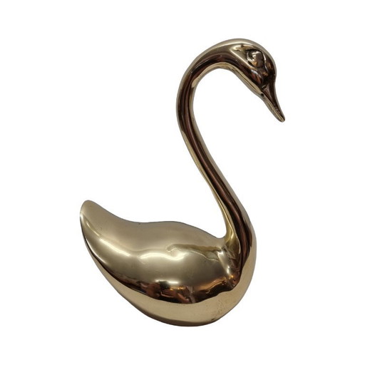 Hollywood Regency brass swan