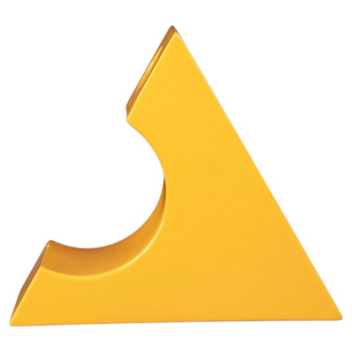 Jarrón Escultórico Italiano Amarillo de Cerámica Esmaltada Space Age, Años 70