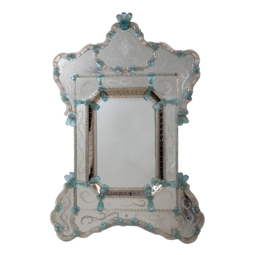 Espejo En Cristal De Murano, Grabado Al Ácido, Ongaro E Fuga, S. XX – Italia