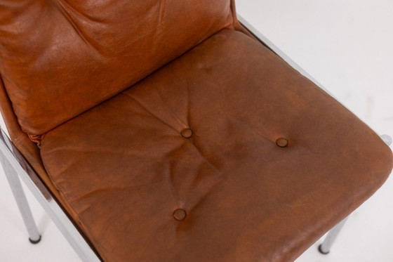 Image 1 of Set aus 6 Stühlen aus Leder und verchromtem Metall, 1970er Jahre
