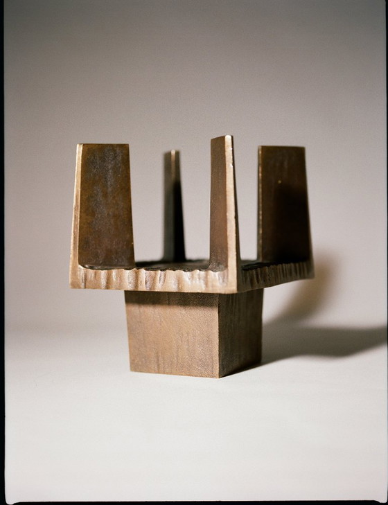 Image 1 of French Brutalist Bronze Candlestick/Candlestick, Circa 1950