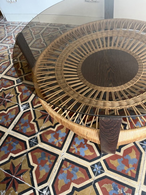 Smoked Glass & Rattan Coffee Table (photo 11 of 11)