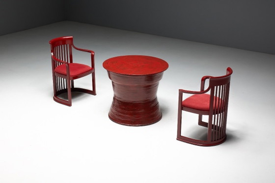 Image 1 of Japanese Dining Set in the Style of Frank Lloyd Wright, Belgium, 1940s