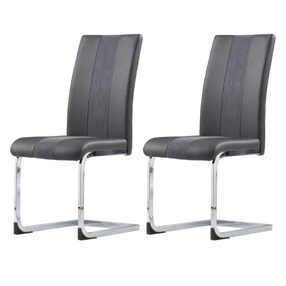 Image 1 of JYMTOM Dining Room Chairs Faux Leather Cantilever Swing Chairs Kitchen Chairs with High Backrest Chrome-Plated Metal Frame