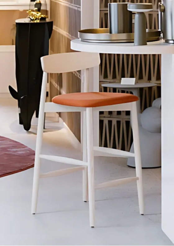 Image 1 of Miniforms - Set of 2 "CLARETTA" high chairs in wood and fabric