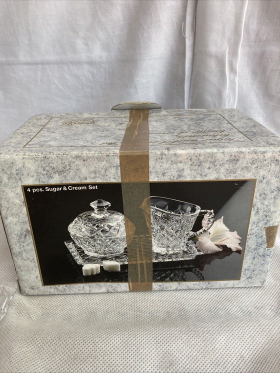 Image 1 of Crystal sugar tray and milk jug set