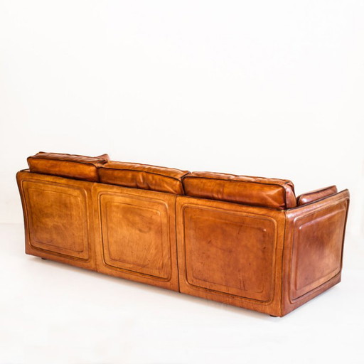 Vintage Club Sofa By Roche Bobois. Camel Buffalo Leather. France, 80s – 3 5 zitsbanken (photo 2 of 23)